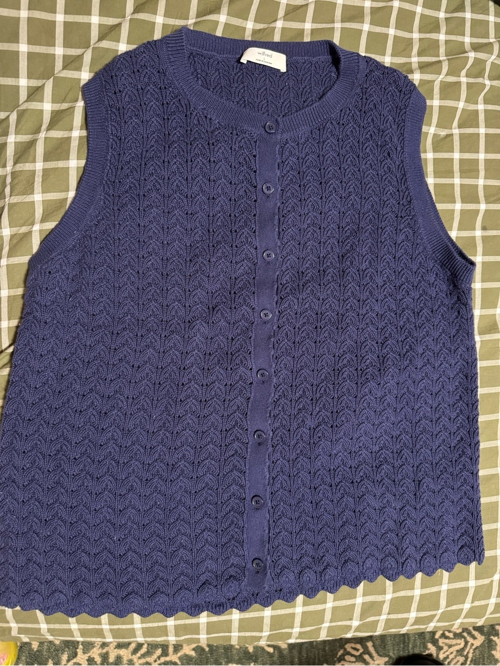Aritzia Cotton Charm Wentworth Sweater Vest (Harbour Navy) L